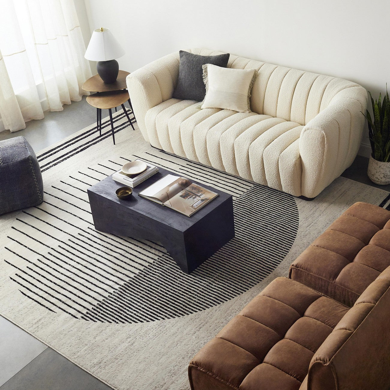 ENSO Scandi Geometric White/Black Area Rug Styleshot