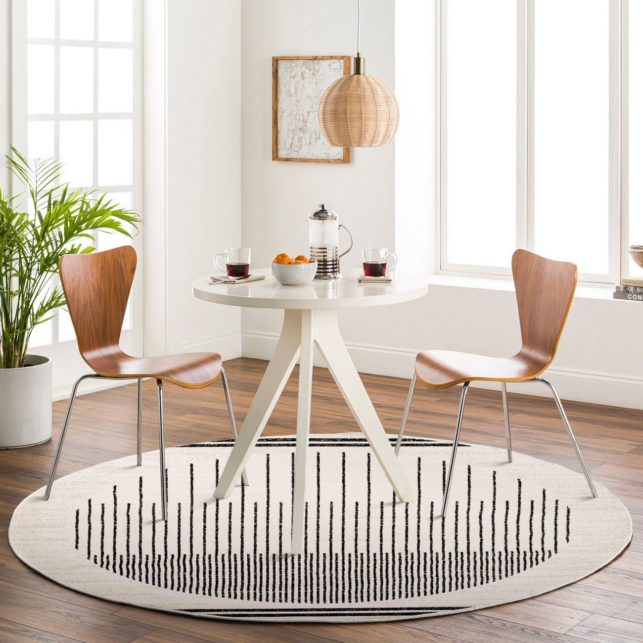 ENSO Scandi Geometric White/Black Area Rug Roomscene