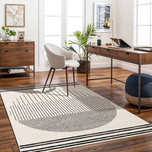 ENSO Scandi Geometric White/Black Area Rug Roomscene