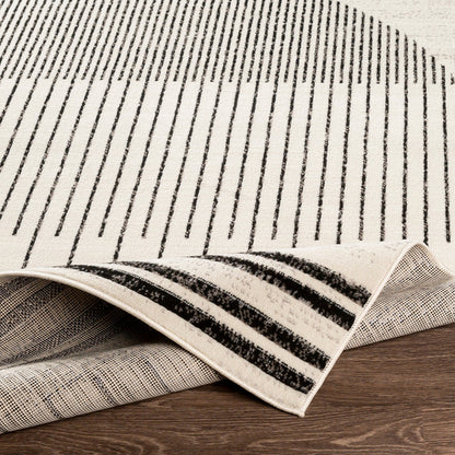 ENSO Scandi Geometric White/Black Area Rug Fold