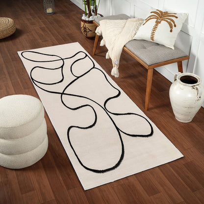 LYLOU Scandi Modern Beige Area Rug Roomscene