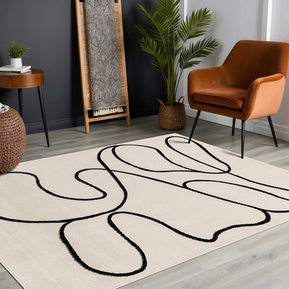LYLOU Scandi Modern Beige Area Rug Roomscene