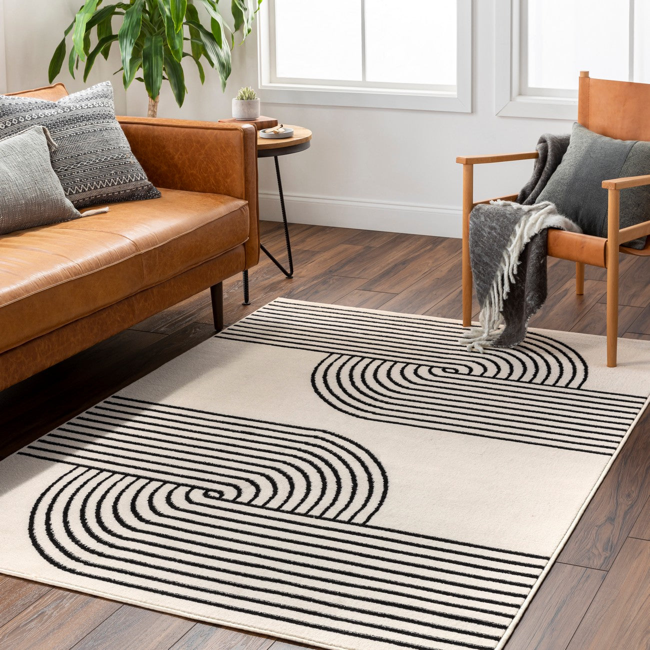 CONSTANCE Scandi Modern Beige Area Rug Roomscene