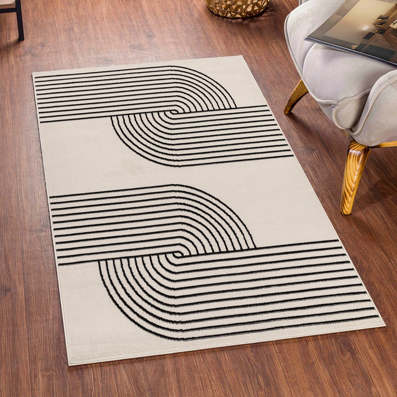 CONSTANCE Scandi Modern Beige Area Rug Roomscene