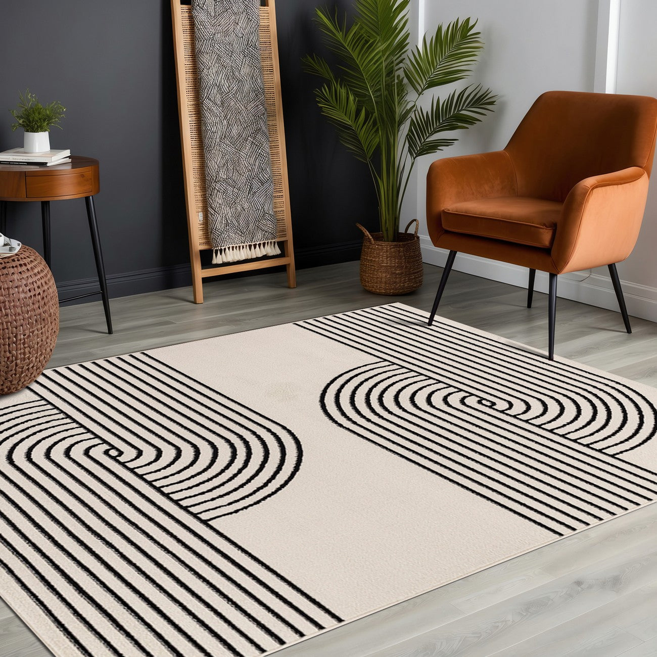 CONSTANCE Scandi Modern Beige Area Rug Roomscene