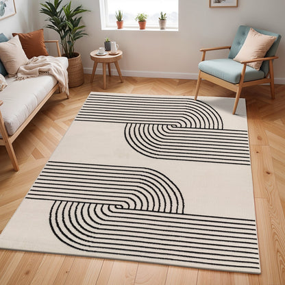 CONSTANCE Scandi Modern Beige Area Rug Roomscene