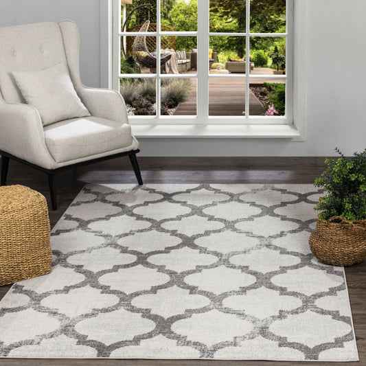 QUINN Scandi Modern Grey Area Rug Roomscene