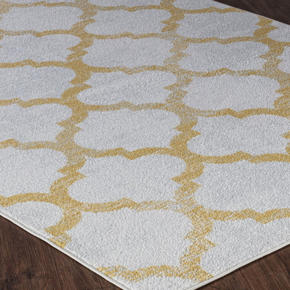 QUINN Scandi Modern Yellow Area Rug Corner