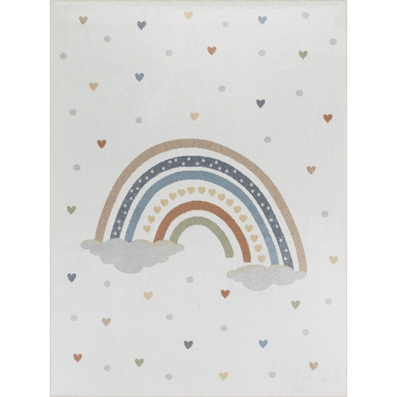 RAINI-BOW Machine Washable Rainbow Kids Room Rug Flat