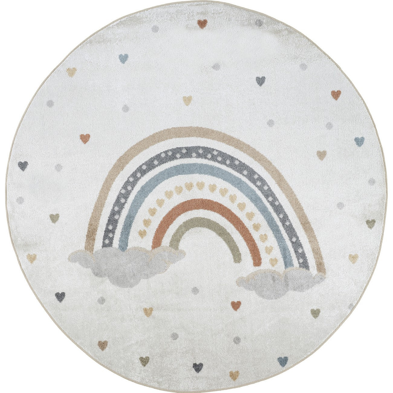 RAINI-BOW Machine Washable Rainbow Kids Room Rug Flat