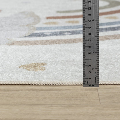 RAINI-BOW Machine Washable Rainbow Kids Room Rug Pile