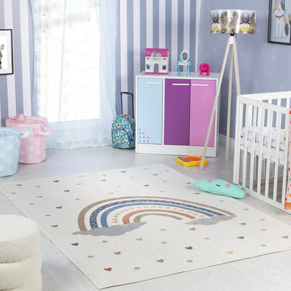 RAINI-BOW Machine Washable Rainbow Kids Room Rug Roomscene