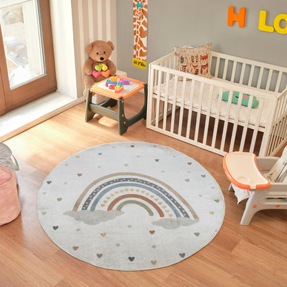 RAINI-BOW Machine Washable Rainbow Kids Room Rug Roomscene