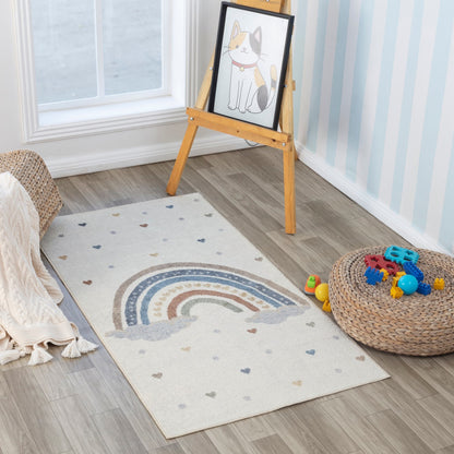 RAINI-BOW Machine Washable Rainbow Kids Room Rug Roomscene