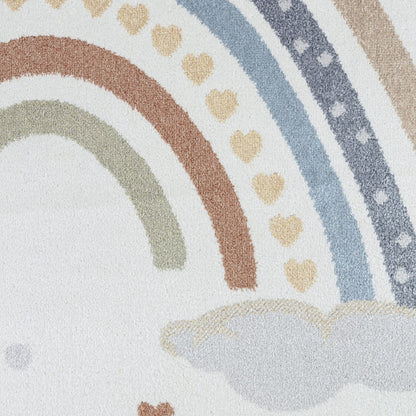 RAINI-BOW Machine Washable Rainbow Kids Room Rug Swatch