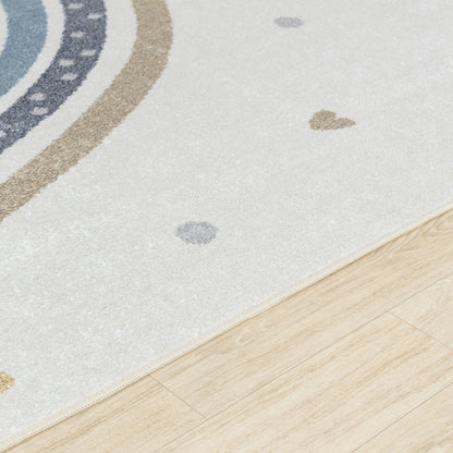 RAINI-BOW Machine Washable Rainbow Kids Room Rug Texture