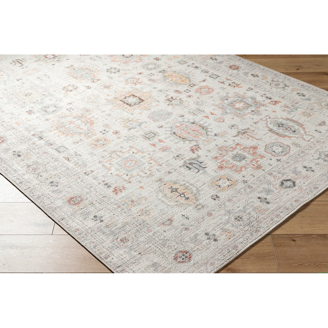 REESHA Our PNW Home x Livabliss Vintage Traditional Oriental Boho Ivory/Rust Area Rug Corner