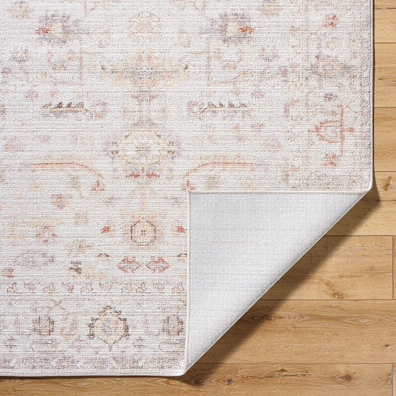 REESHA Our PNW Home x Livabliss Vintage Traditional Oriental Boho Ivory/Rust Area Rug Fold