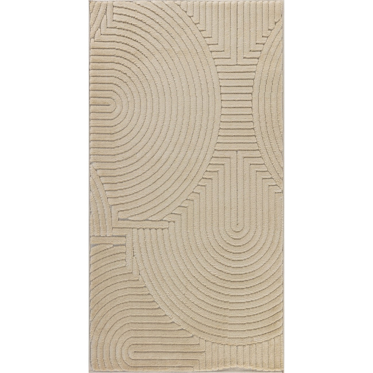 REYKO Indoor & Outdoor Scandi Modern Beige Area Rug Flat