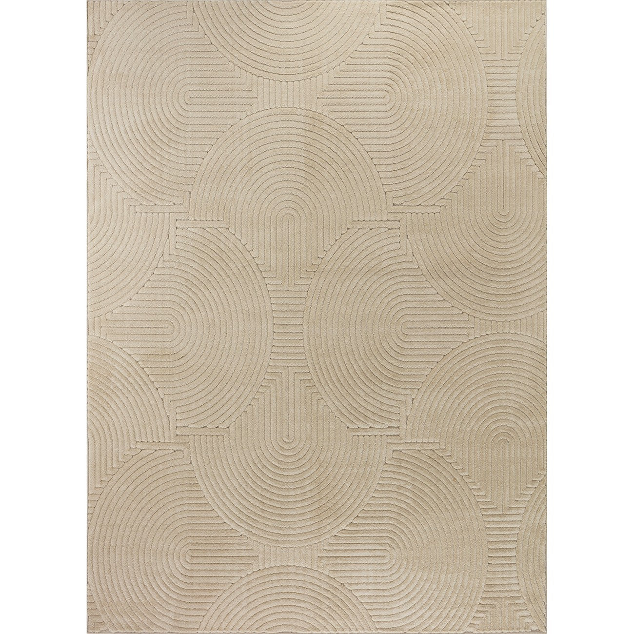 REYKO Indoor & Outdoor Scandi Modern Beige Area Rug Flat