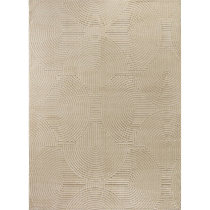 REYKO Indoor & Outdoor Scandi Modern Beige Area Rug Flat