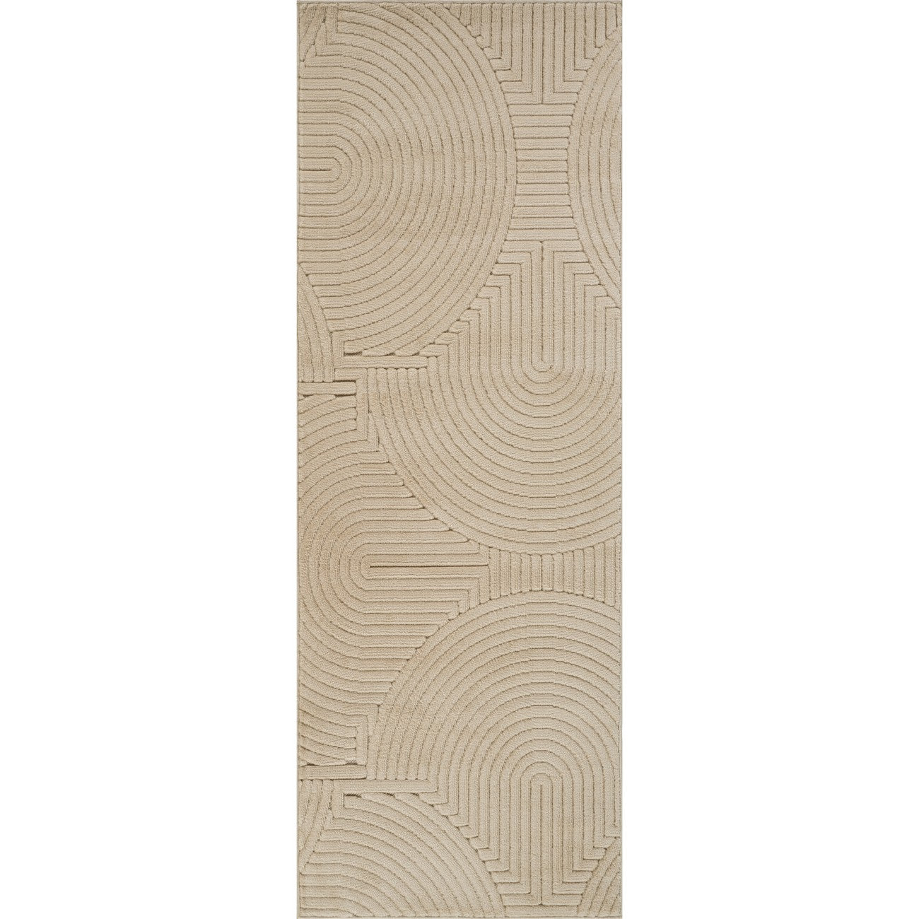 REYKO Indoor & Outdoor Scandi Modern Beige Area Rug Flat