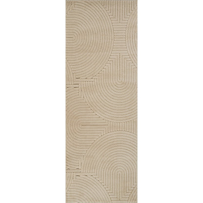 REYKO Indoor & Outdoor Scandi Modern Beige Area Rug Flat