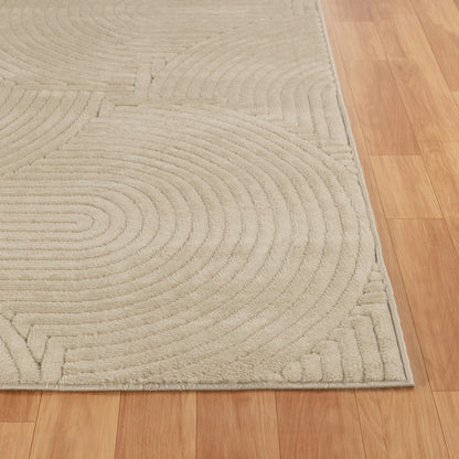 REYKO Indoor & Outdoor Scandi Modern Beige Area Rug Front
