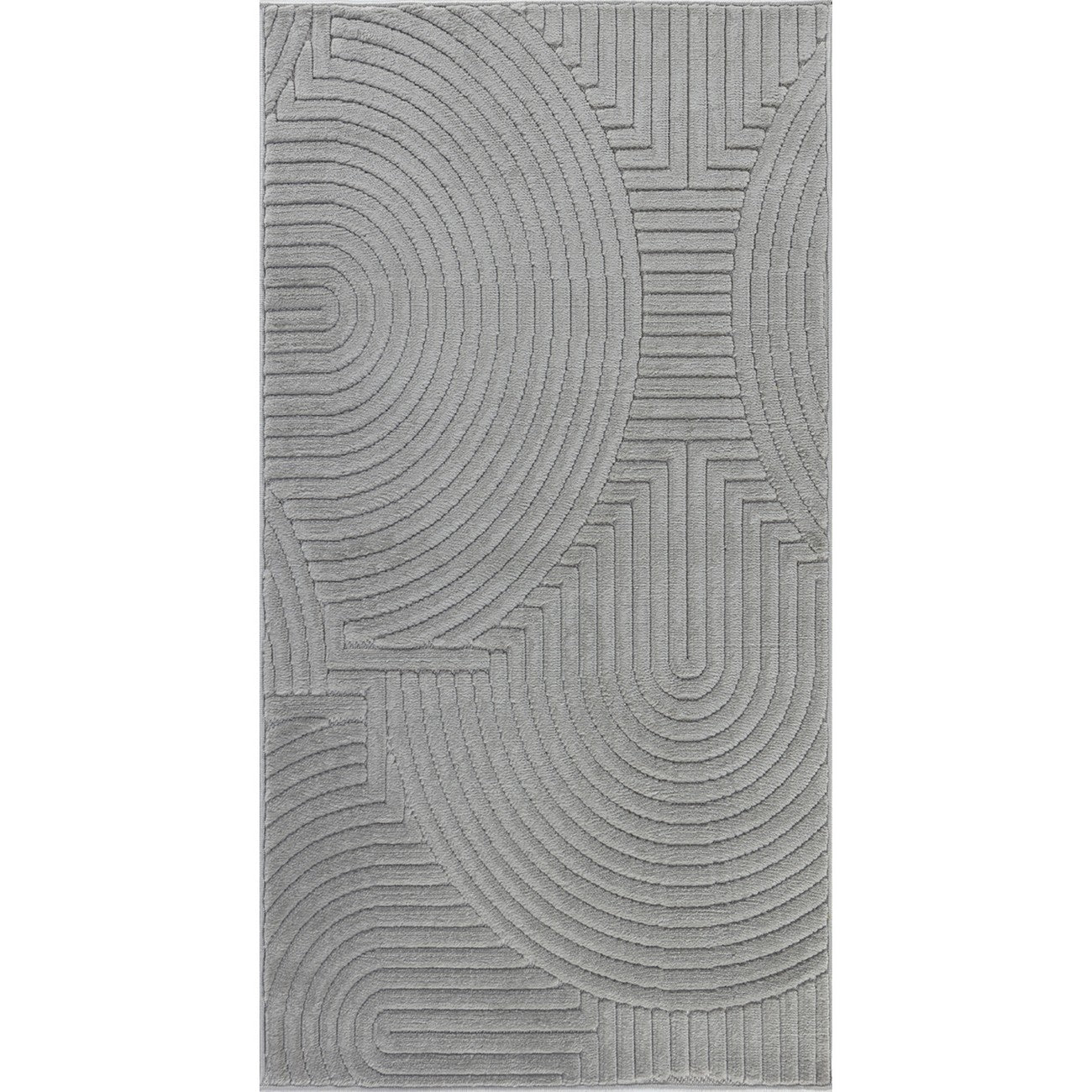 REYKO Indoor & Outdoor Scandi Modern Grey Area Rug Flat