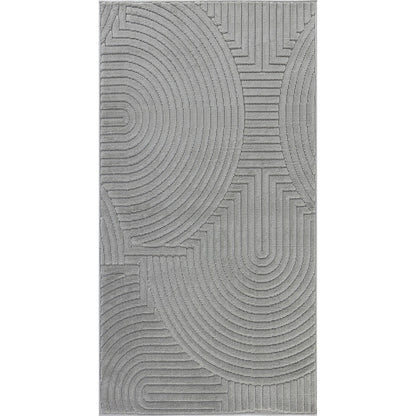 REYKO Indoor & Outdoor Scandi Modern Grey Area Rug Flat