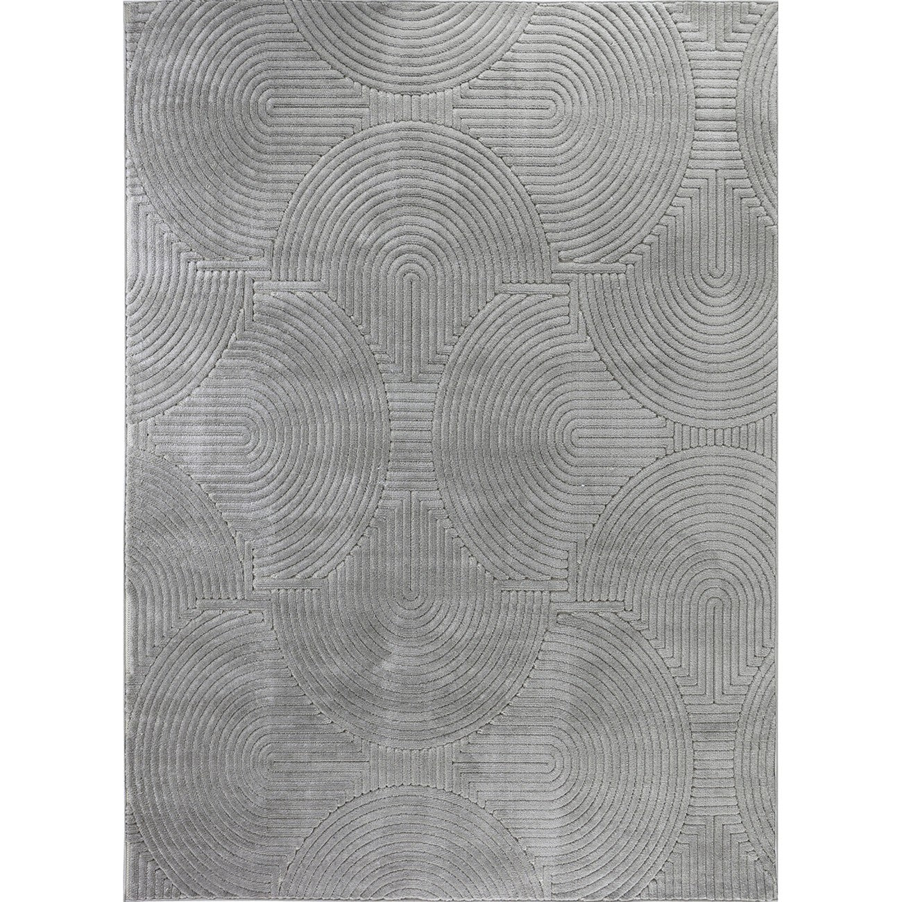 REYKO Indoor & Outdoor Scandi Modern Grey Area Rug Flat