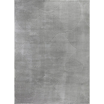 REYKO Indoor & Outdoor Scandi Modern Grey Area Rug Flat