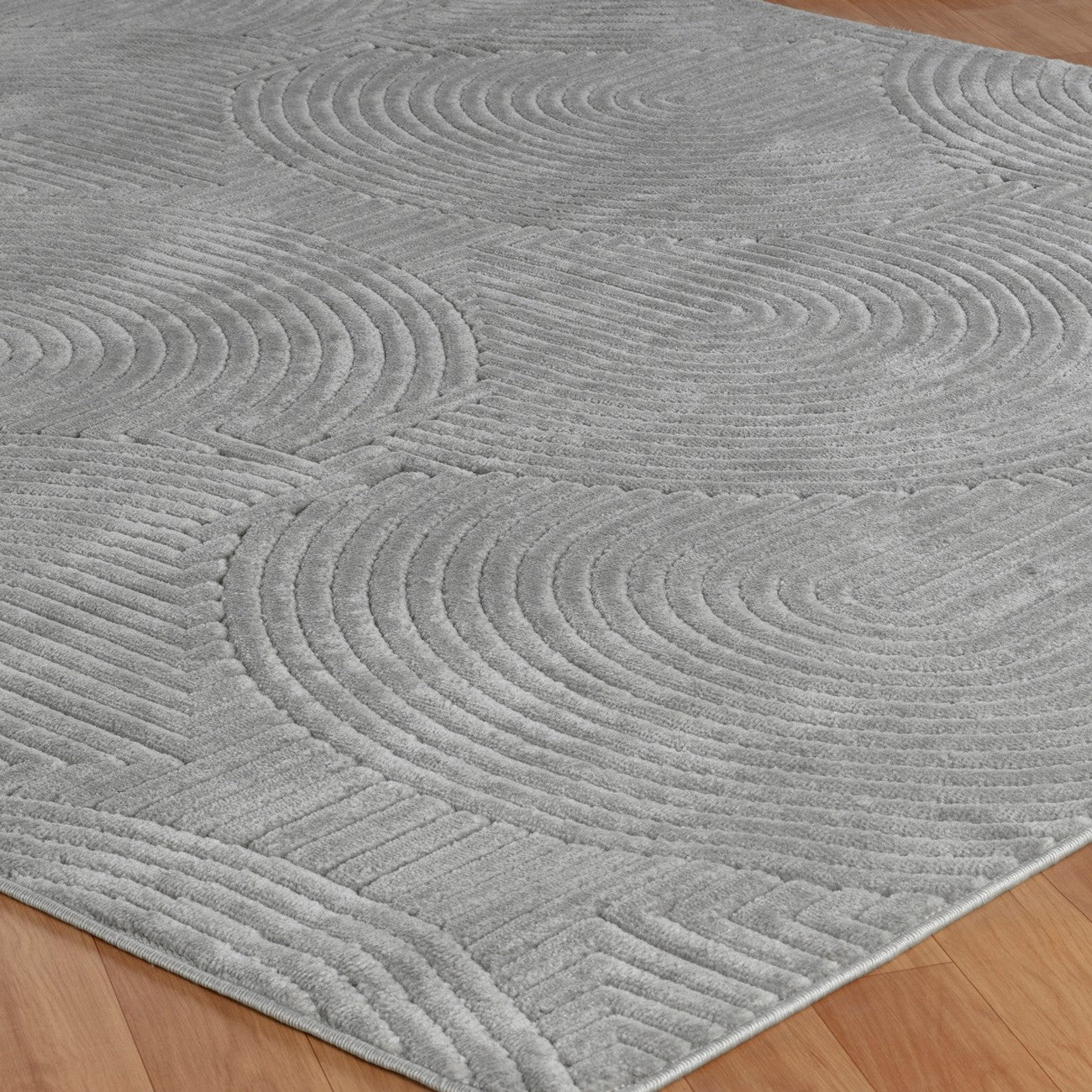 REYKO Indoor & Outdoor Scandi Modern Grey Area Rug Corner