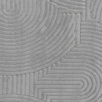 REYKO Indoor & Outdoor Scandi Modern Grey Area Rug Swatch