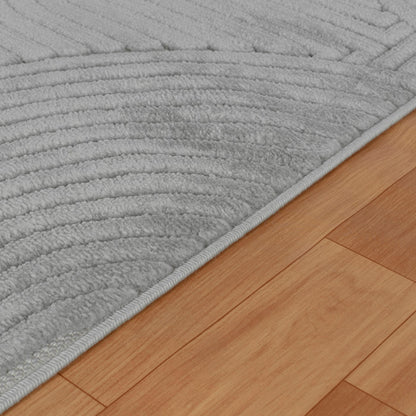 REYKO Indoor & Outdoor Scandi Modern Grey Area Rug Texture