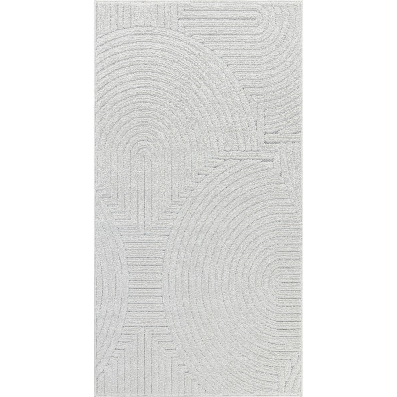 REYKO Indoor & Outdoor Scandi Modern White Area Rug Flat