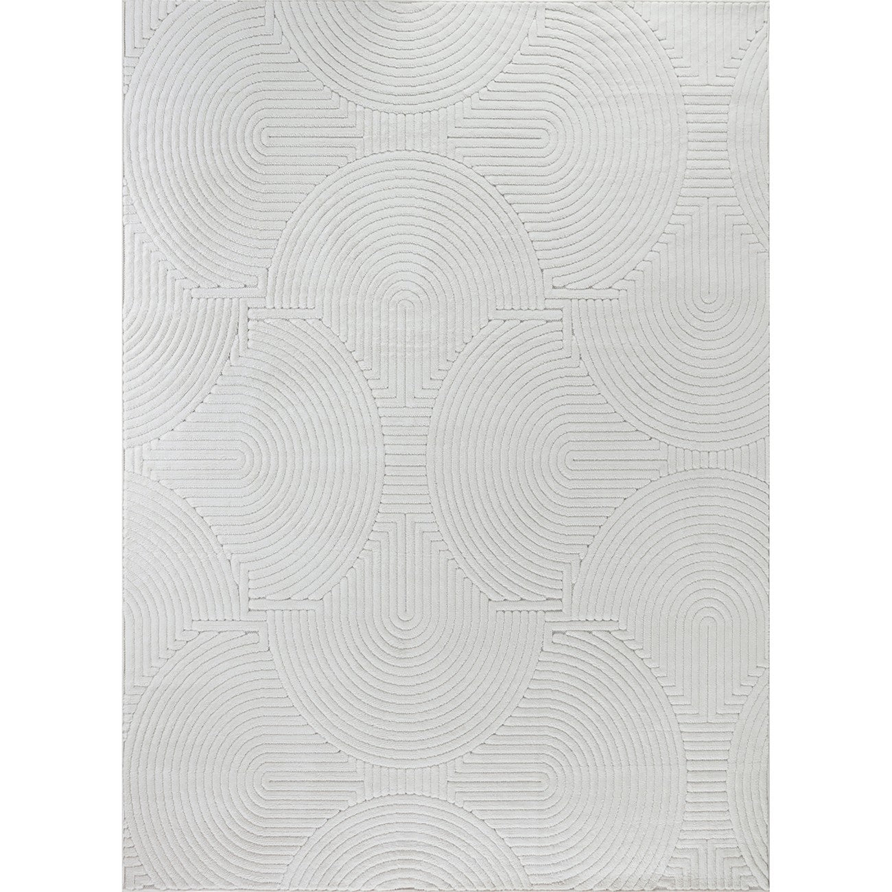 REYKO Indoor & Outdoor Scandi Modern White Area Rug Flat