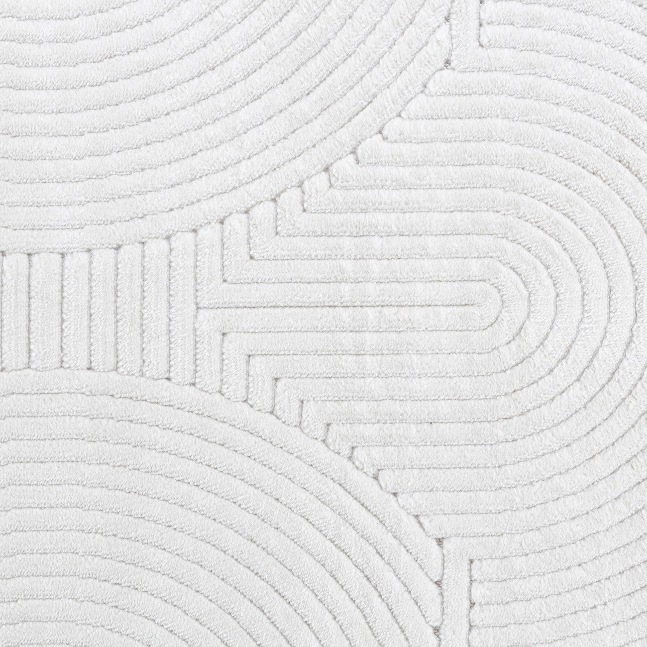 REYKO Indoor & Outdoor Scandi Modern White Area Rug Swatch