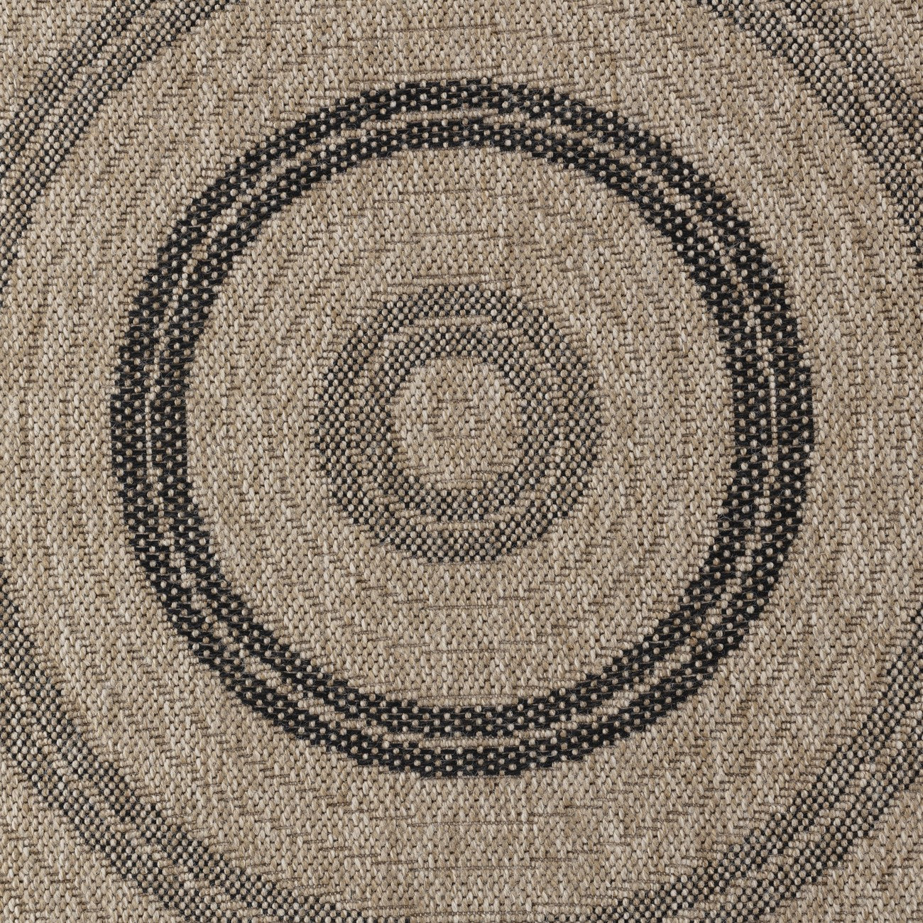 RHONDA Round Indoor & Outdoor Cottage Jute-Look Beige/Black Area Rug Swatch