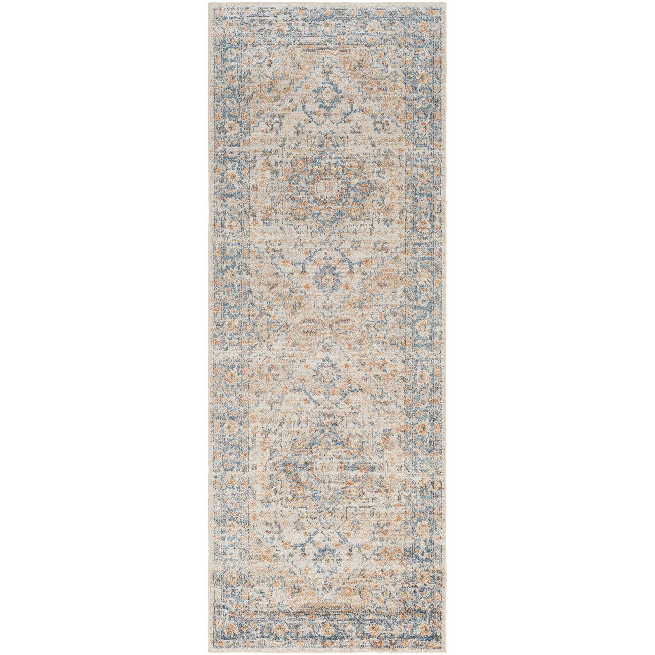 RIVER Machine Washable Traditional Boho Beige Area Rug Flat