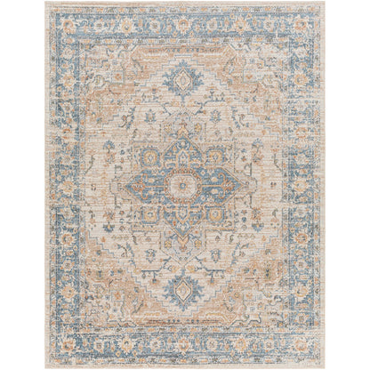 RIVER Machine Washable Traditional Boho Beige Area Rug Flat
