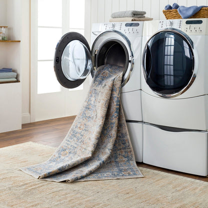 RIVER Machine Washable Traditional Boho Beige Area Rug Styleshot