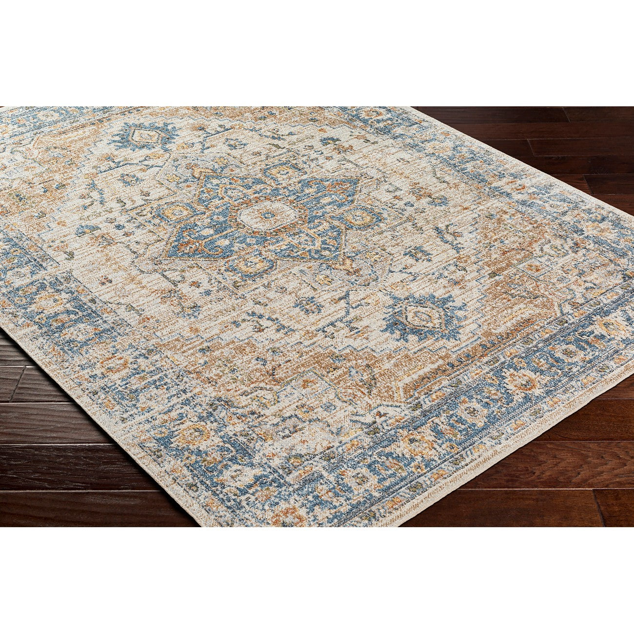 RIVER Machine Washable Traditional Boho Beige Area Rug Corner