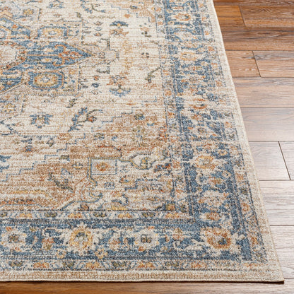 RIVER Machine Washable Traditional Boho Beige Area Rug Front