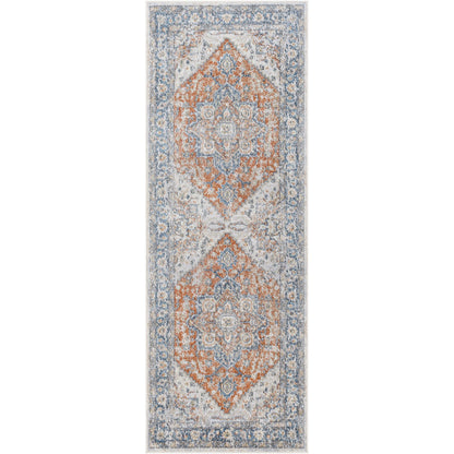 RIVER Machine Washable Traditional Boho Burnt Orange Area Rug Flat