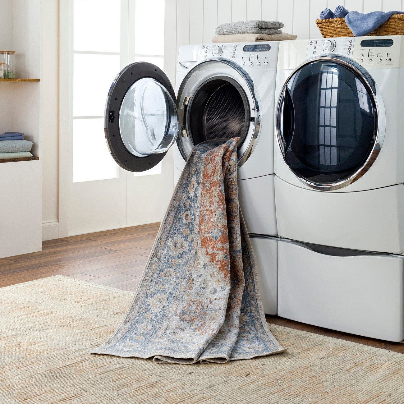 RIVER Machine Washable Traditional Boho Burnt Orange Area Rug Styleshot