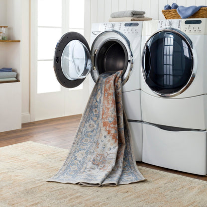 RIVER Machine Washable Traditional Boho Burnt Orange Area Rug Styleshot