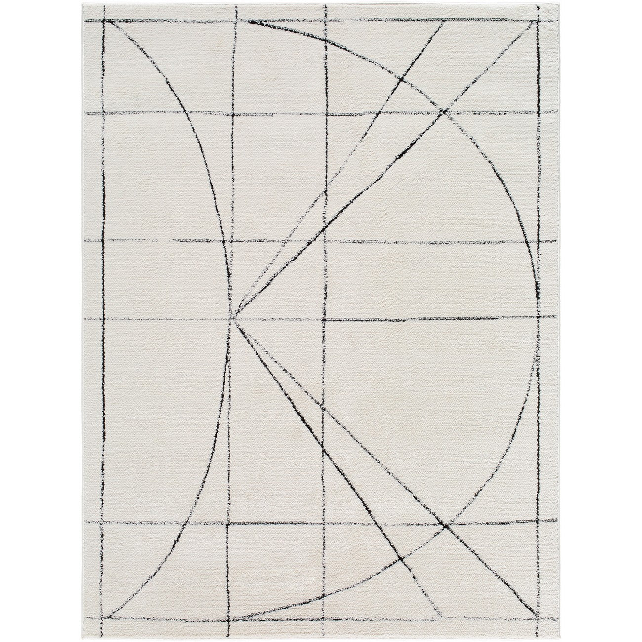 ROMAINE Galey Alix x Livabliss Modern Scandi High Pile Ivory/Black Area Rug Flat