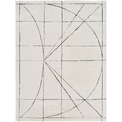ROMAINE Galey Alix x Livabliss Modern Scandi High Pile Ivory/Black Area Rug Flat