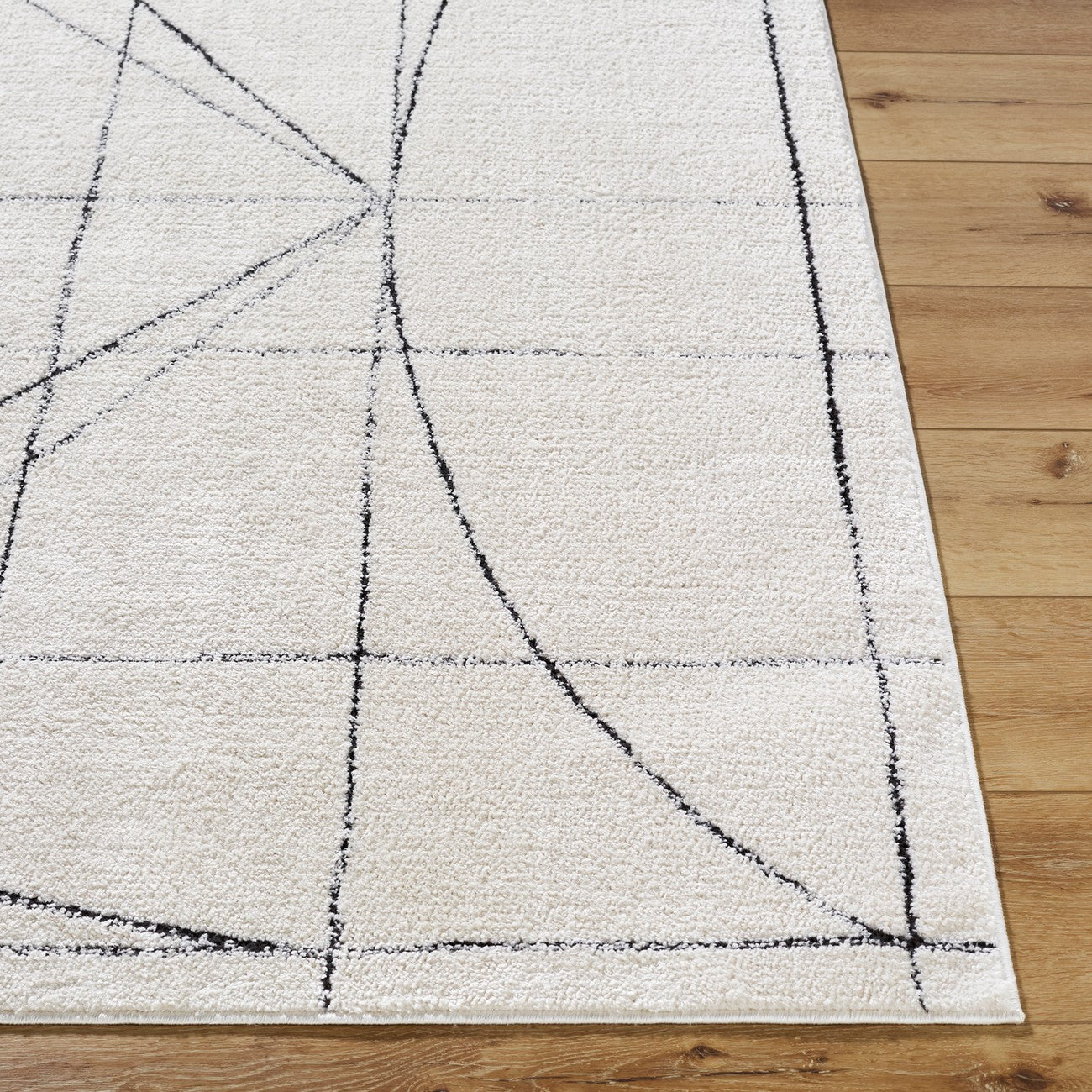 ROMAINE Galey Alix x Livabliss Modern Scandi High Pile Ivory/Black Area Rug Front